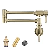 RANDOM Brushed Gold Pot Filler Over Stove Faucet Brass Wall Mount Folding Kitchen Sink Faucet Double Joint Swing Arms.RD-81916-BG
