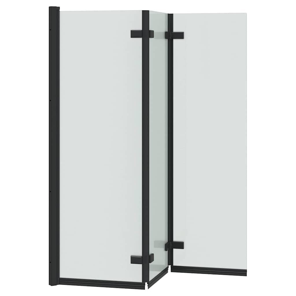 Składana ścianka prysznicowa czarna ze szkła ESG i aluminium, 130 x 138 cm, regulowana szerokość i obrotowa, zajmuje mało miejsca kabina prysznicowa o nowoczesnym wyglądzie i łatwy montaż do