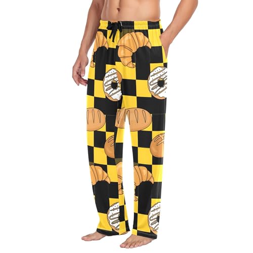 Men's Pajama Bottom Bakery Items on Checkerboard Cotton Pajama Pants Drawstring Sleepwear Long Pants Pockets4