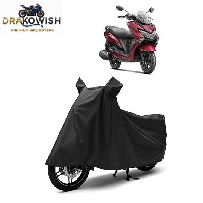 Image of DRAKOWISH Waterproof Scooty Cover for Suzuki Burgman Street 125 | All Weather Protection from Rain, Dust, UV Rays & Scratches with Mirror Pockets & Buckle Belt | Burgman Street 125 Scooty Cover