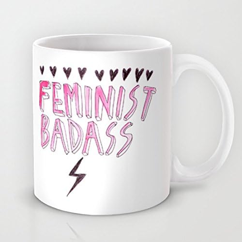 QoiueoF Feminist Badass Monogram White Mugs - 11 ounces
