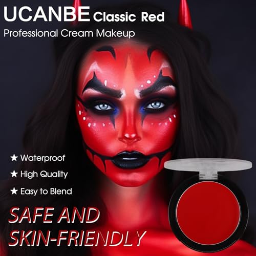 Ucanbe STUB106_02 Red Face & Body Paint Makeup Foundation, Professional Non-Toxic Cream Greasepaint thumb #2