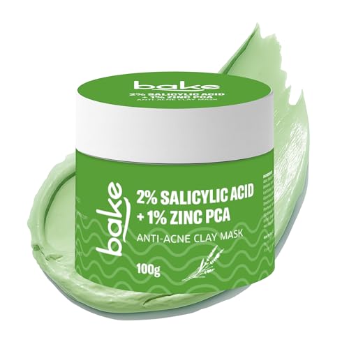 Image of BAKE 2% Salicylic Acid Clay Mask Niacinamide for Acne Prone, Oily Skin, Open Pores & Blackheads | Anti Acne Clay Mask with Kaolin Clay | For Dark Spots, Oily Skin & Blemishes - 100g (Anti Acne)