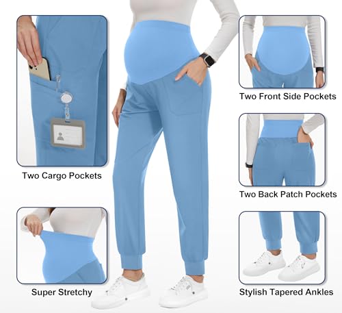 Image of PACBREEZE Women's Maternity Scrubs with 6 Pockets, Workwear Maternity Jogger Scrubs Pregnancy Pants, S-XXL