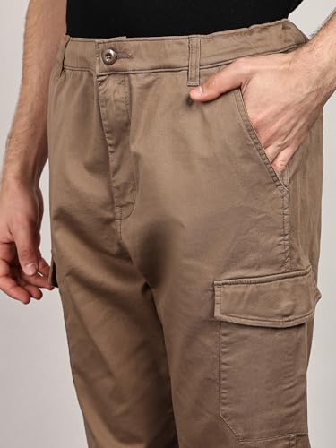 Image of Alan Jones Men's Cargo Jogger Pants | Regular Fit Tapered Joggers with Elastic Waist & Hems | Cotton Stretch Utility Pocket Track Pants | Casual Everyday Wear