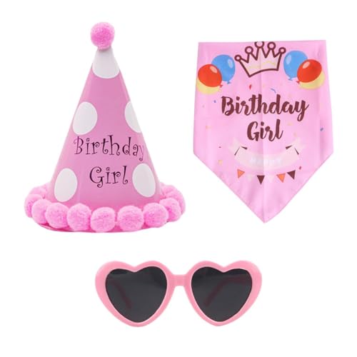 1 sombrero de cumpleaños para mascotas, 1 toalla de saliva y 1 vaso para mascotas, accesorios de disfraces para mascotas, decoraciones de fiesta