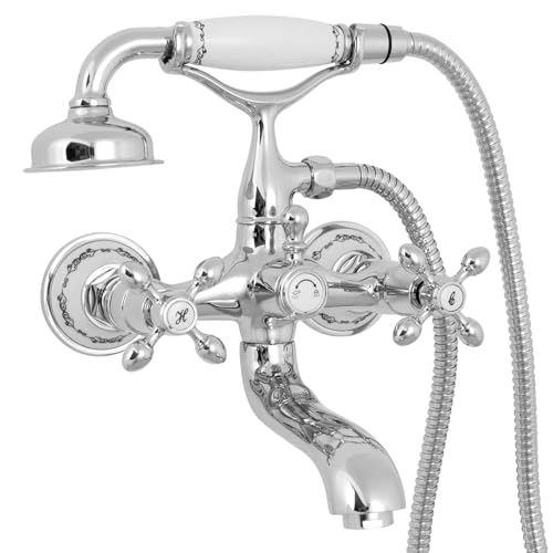 Welfenstein Nostalgie Wannenarmatur WA-FV7B Retro Zweigriffmischer Kreuzgriff