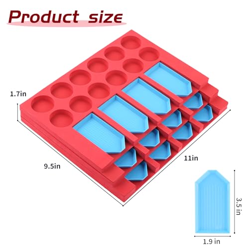 Image of Diamond Painting Accessories Tray Organizer, Art Painting Beads Sorting Storage containers, Diamond Art Tools Kits for Glitter Rhinestones /5D Diamond Embroidery /DIY Crafts (12 Slots Trays (Red))