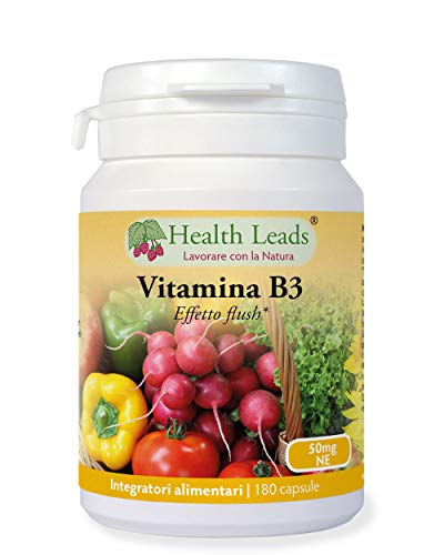 Vitamina B3 niacina/acido nicotinico (con effetto 'flush') 50mg 180 capsule, SCORTA DI 6 MESI, Senza magnesio stearato o altri additivi dannosi, Prodotto in Galles