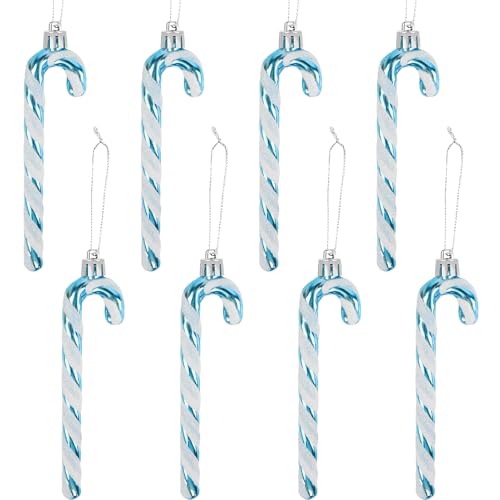 14CM Glitzer Weihnachtsbaum Deko Eisblau Zuckerstangen Anhänger 8...