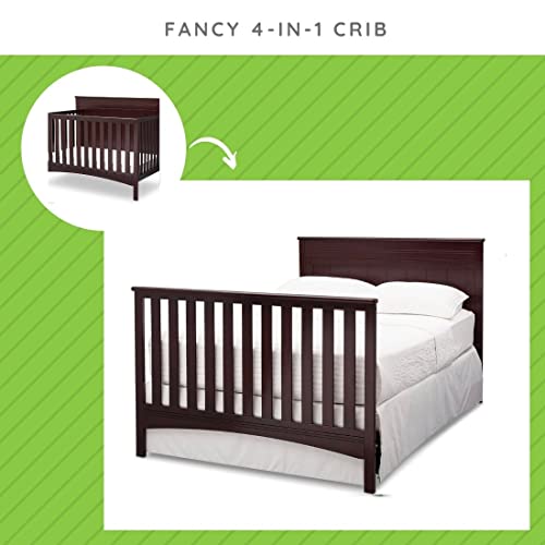 Image of Full-Size Conversion Kit Bed Rails Compatible with Fancy Convertible Crib by Delta Children - Solid Wood Rail #0050 - Toddler & Adult Bed Rail for Full-Size - Nursery Furniture (Dark Chocolate - 207)
