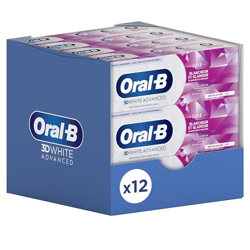 Oral-B 3D White Advanced Luxe Blancheur Glamour, dentifrice routine beauté du sourire 12x75 ml