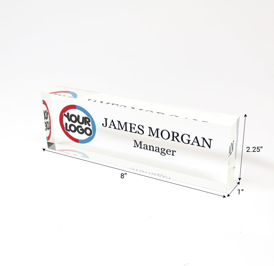 Personalized Desk Name Plate with Custom Logo – Office Desk Decor, Company or Personal Name Sign, Unique Gift for Him or Her, 8"x2.5" – ARTSWAVE - Image 4