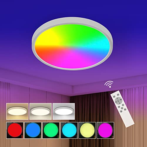 Paneles Led Techo RGB Plafon Led Techo Regulable 24W con Mando a Distáncia 30CM, Panel colores 2700K-6500K, Luz para Cocina Dormitorio Salon...