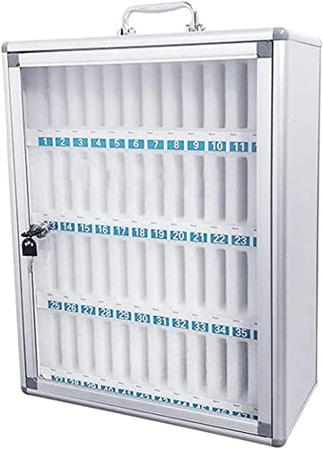 Portable Aluminum Alloy Storage Cabinet for Phones - Key Lock Locker Box with Handles & Handwritten Tags - Ideal for Classroom, Office, Gym Organization