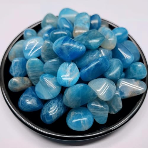 Image of Polished Blue Apatite Crystal Bulk - 0.5 inch Colorful Tumbled Stone Chips Rocks, 10 oz Crushed Sea Glass Vase Filler Small Stones for Healing, Reiki, Crafting, Home Decor