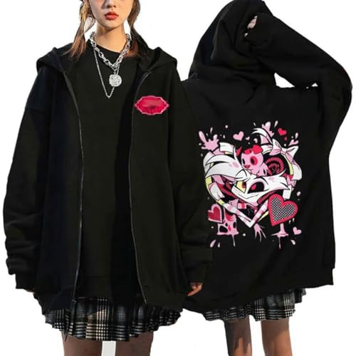 Yazkimo Unisex Adult Anime Cosplay Hoodies 2D Printing Hooded Sweatshirt Zipper Jacket Coat Hotel Black Casual Sweater (US Alpha X-Small Regular Regular Black Zipper 1)