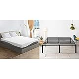 Olee Sleep King Mattress and Steel Slat Bed Frame Bundle | 10 Inch Gel Memory Foam Mattress + 18 Inch Platform Bed Frame