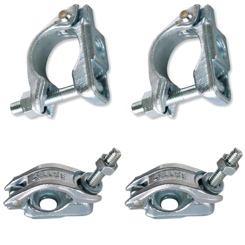 Scaffolding Forged Single Couplers,Pipe Clamps for 1.65 to 1.9 (42mm to 48mm) OD Tube,4PACK.(Half Couplers)