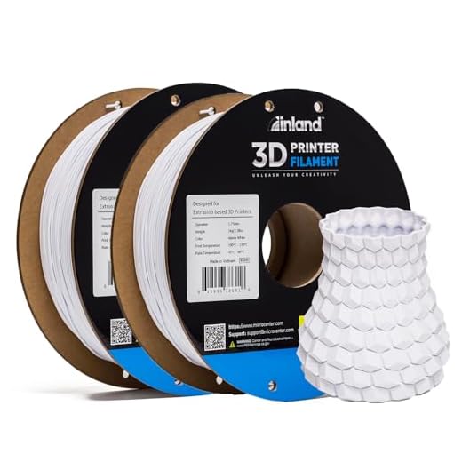 Inland PLA Filament Bundle 1.75mm White 2KG, 3D Printer Filament, Dimensional Accuracy +/- 0.02 mm, 2 Pack Filament, Fits Most FDM 3D Printers (Alpine White, 2 Pack)