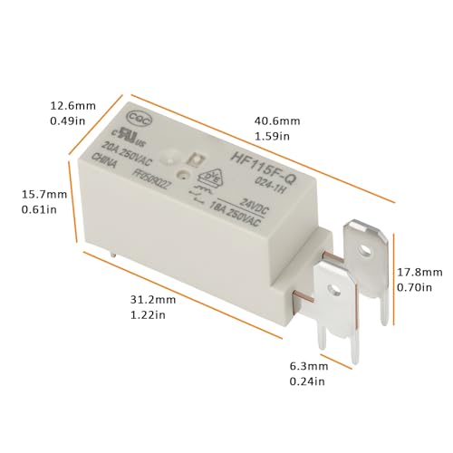 Relé de 6 pines HF115F-Q-024-1H de 24V CC para control industrial 5