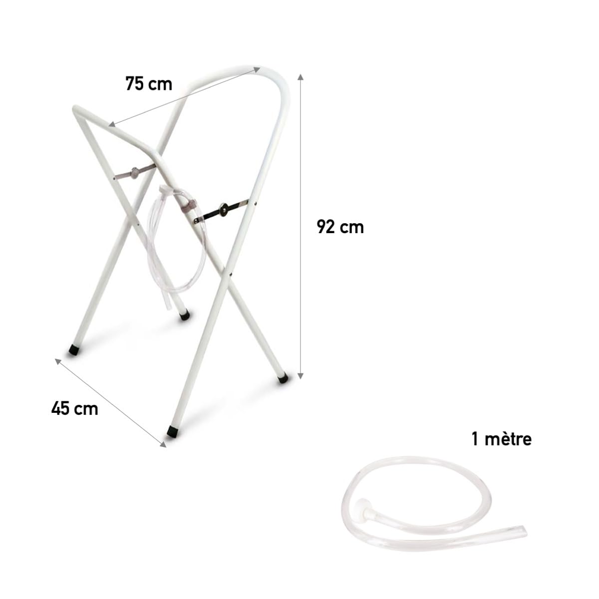 dBb Remond - Petit Support pour Baignoire Bébé - Stable et Pliable - En Métal Forme Ergonomique - Pieds Anti-dérapants - Tuyau Vidange 1m - L75 x l45 x H92 cm - Pour Baignoires 0-6 Mois