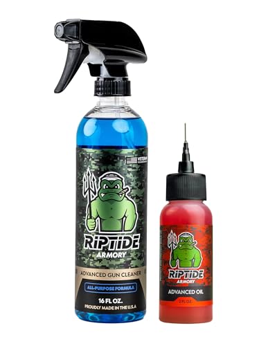 Riptide Armory Advanced Gun Cleaner & Gun Oil Kit - Cleans, Lubes, Protects Targeted Long-Lasting Formula - Nano Coat Technology - Veteran Founded & Formulated by Former US Navy Seal (16/2oz Combo)