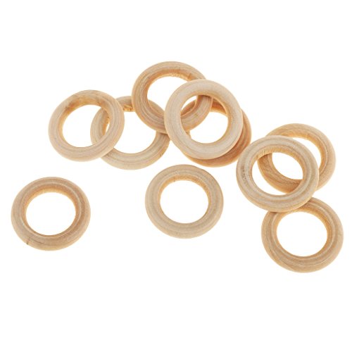 Generic 10pcs Unbehandelten Holz Lose Perlen DIY Armband Halskette Zubehör Papasliebchen Holzring natur - 2cm