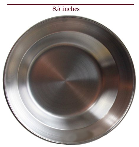 image for Wealers Stainless Steel Plate Set - 8.5 inch Ultra-Portable Dinnerware