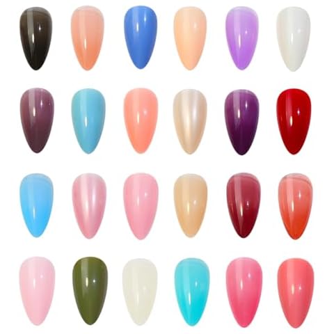576 Pieces Press On Nails, Nail Tips, 24 Colors Colourful 12 Sizes Full Cover Press On Nails Long Glossy Press On Nails Cover