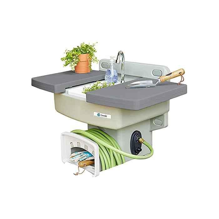 Buy Genki Outdoor Garden Sink with Hose Hook Up White Potting Bench