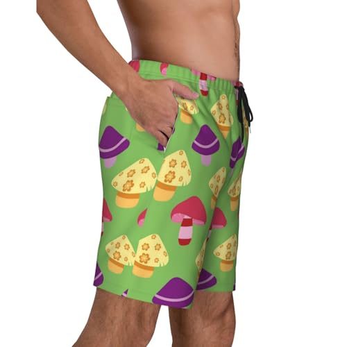 Men's Beach Shorts Mushrooms Pattern Mens Swim Trunks Board Shorts with Pockets Swimwear Bathing Suits3