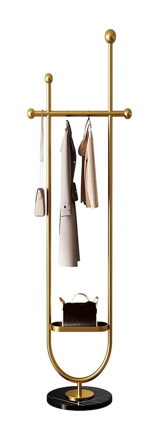 Dh2yjnbf3 Standing Heavy-Duty Metal Coat Rack,Gold Clothes with Marble Base,Sturdy Garment for Storing, Shirts Hallway(Black)