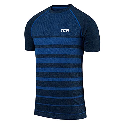 TCA Homme Superknit T-Shirt de Sport à Manches Courtes - Bleu, S