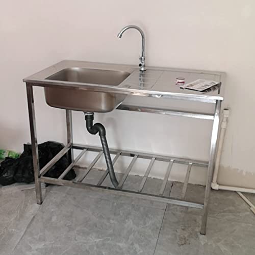 30X16X30 Inch Utility Sink Single Bowl Stainless Steel Kitchen Sink With Left Drain Plate For Laundry Backyard Garage Camping Portable Vanity Sink #TOP2
