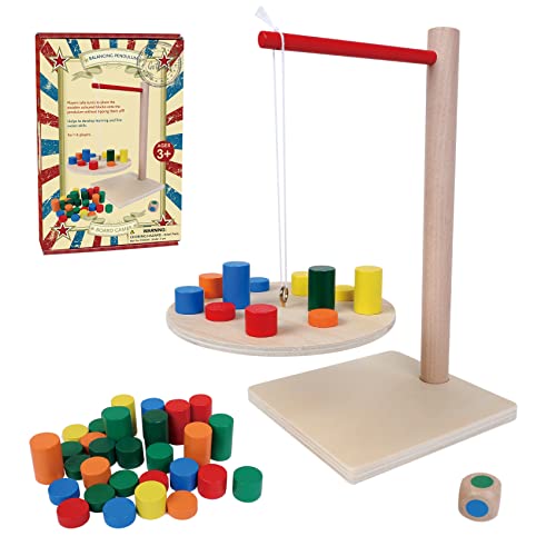 Wooden Balancing Pendulum Game 42PCS Montessori Balancing Toys for Kids and Adults Interactive Educational Toy for Childrens Gift Perfect for Parties & Travel