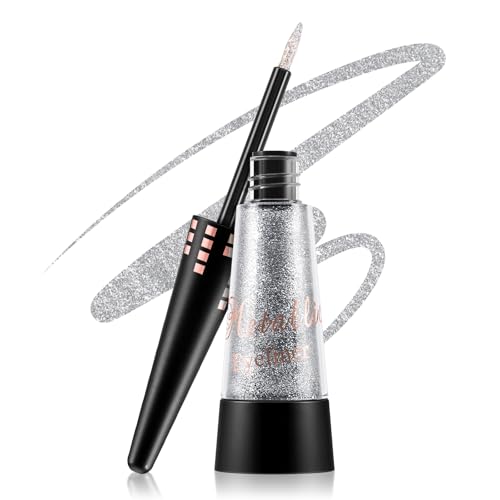 Boobeen Glitzer flüssiger Eyeliner bunt, schimmernder Eyeliner langanhaltendes metallisches Eyeliner-Makeup, wasserfester Eyeliner-Stift mit Präzisionspinselspitze, lässt sich leicht auftragen