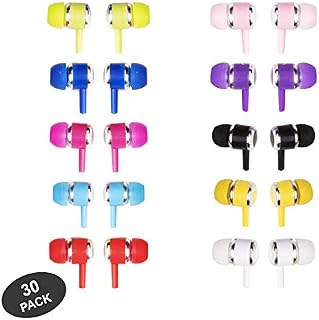 JustJamz Marbles Colorful Earbud Headphones in Bulk 3.5mm Earbuds for Kids and Adults