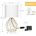 HAITRAL Gold Table Lamps Set of 2 - Minimalist Table Lamps, Modern Gold Lamp with Hollowed Out Base and White Fabric Shade, Small Nightstand Lamps for Living Room, Girls Room, Gifts - Gold