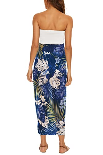 Image of Women's Beach Dress Summer Maxi Sundress Strapless Hawaiian Cover Ups Asymmetrical Wrap Dresses