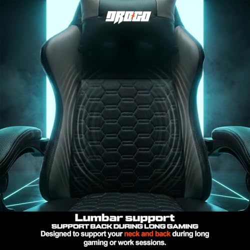 Image of DROGO Pulse Ergonomic Gaming Chair | High Back Office Computer Chair with Premium PU Leather, Adjustable Height & Linkage Armrest | Lumbar Support, 165 Recliner & Footrest | 1 Yr Warranty (Grey)