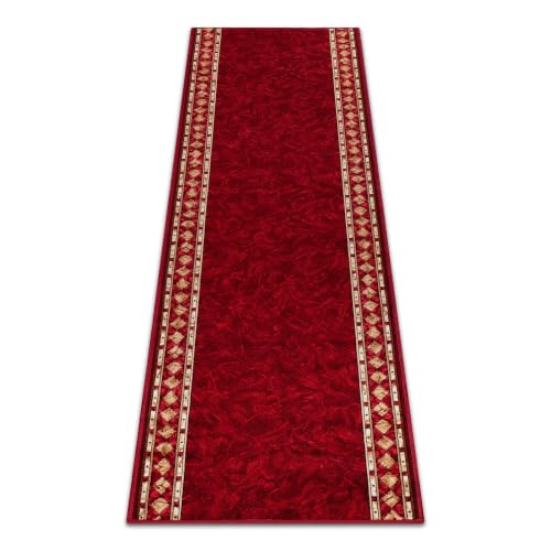 TAPISO Anti Rutsch Teppich Läufer rutschfest Brücke Meterware Oriental Rot Gelb Ornament Design Meliert Flur Küche Wohnzimmer 80 x 240 cm – Ansicht 7