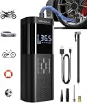 TEMOLA Tire Inflator Portable Air Compressor, 150PSI Fast Inflate with Pressure Gauge, Air Compressor Tire Inflator with LED Light, Portable Air Pump for Car Motorcycles Bike Sport Ball