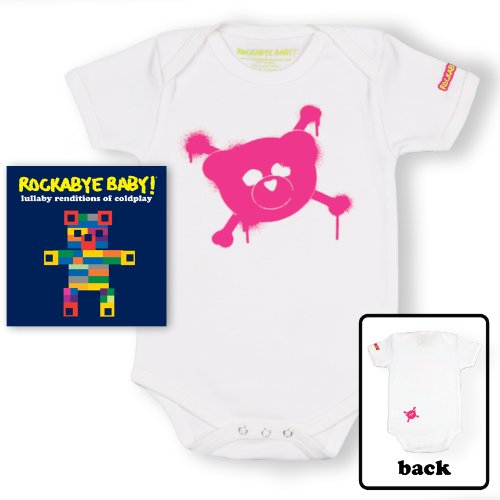 Rockabye Baby! Rockabye Baby! Coldplay + Organic Baby Bodysuit (White/Pink) Music