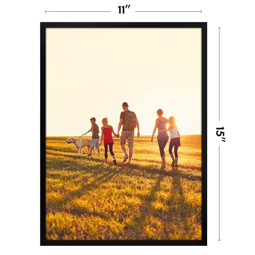 Image of Americanflat 11x15 Picture Frame with Polished Plexiglass - Streamline Collection - Thin Border Picture Frame for Wall Display - Hanging Hardware Included - Black