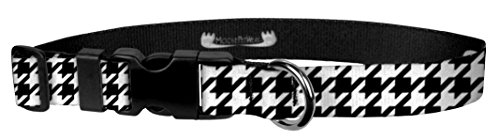 Moose Pet Wear Dog Collar - Patterned Adjustable Pet Collars, Made in the USA â€“ 3/4 Inch Wide, Small, Houndstooth Black/White