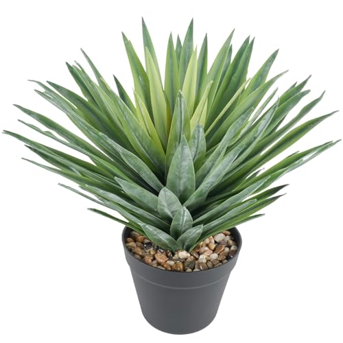 Velener Artificial Agave Plant in Black Pot with Real Stone Pebbles, Large Fake Agave Plants for...