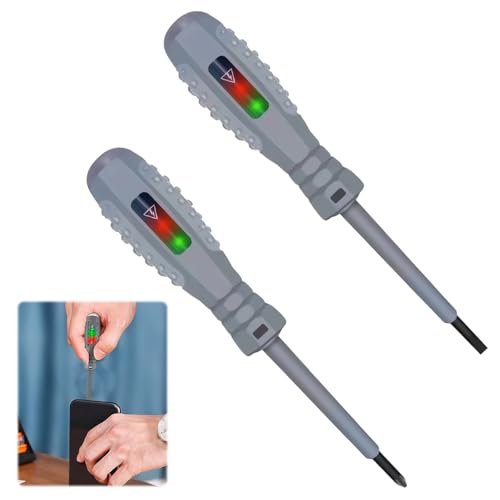 2 PCS 2-in-1 Magnetischer Schraubendreher & Prüfstift Schraubendreher Spannungsprüfer Elektro Schraubendreher Geeignet für Doppellampen-Teststift (Einzelkopf/Kreuzkopf)