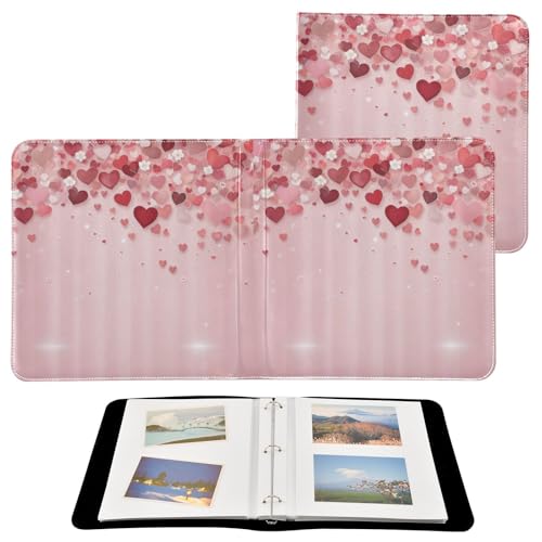 Álbum de Fotos Auto Adhesivo DIY Scrapbook Álbum Rojo Corazones San Valentín 3 Anillos Encuadernadores Álbum de Fotos 40 Páginas 8x10 para Memorias miniatura 2