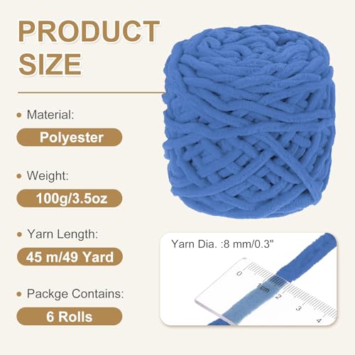 Fil à tricoter velours bleu haut de gamme pour écharpe et loisirs créatifs - 3